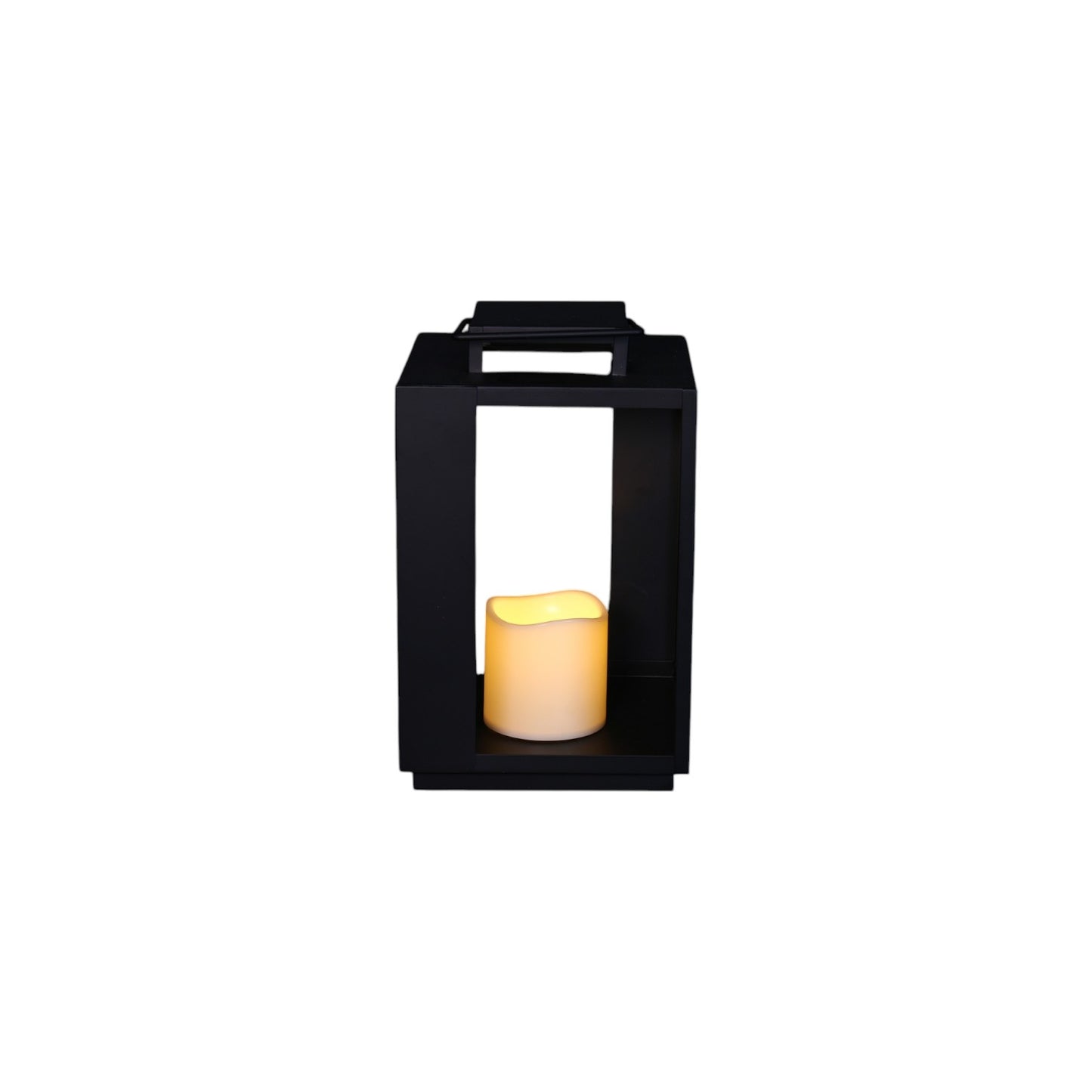 LANTERN WITH LED CANDLE RENNES BLACK AND WHITE