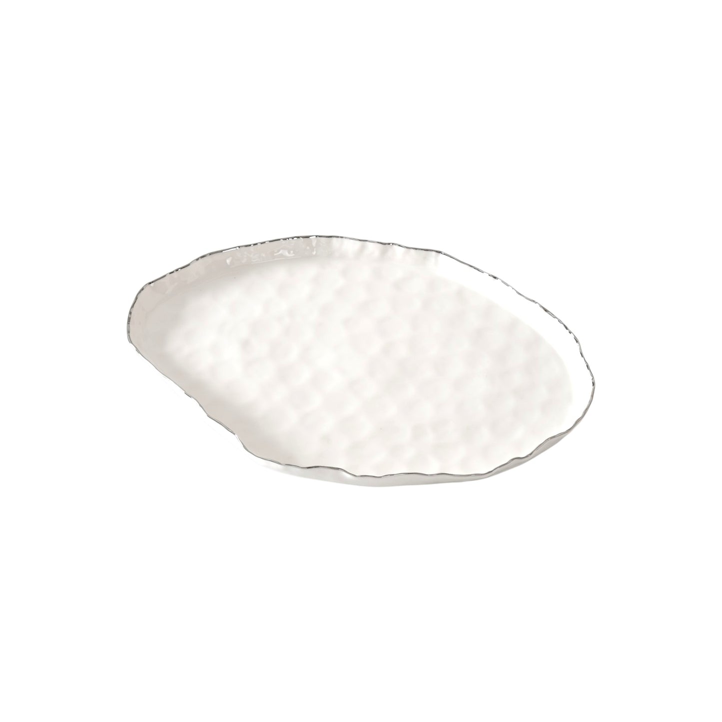 LARGE OVAL PLATTER SILVER RIM