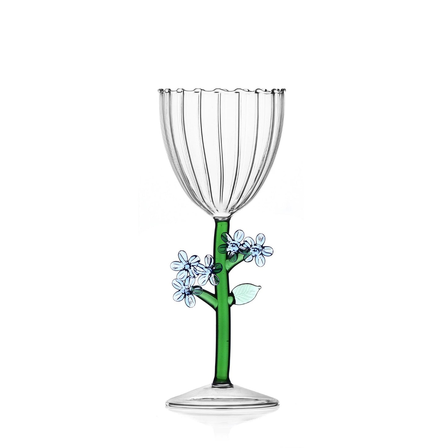 LIGHT BLUE FLOWER STEMMED GLASS