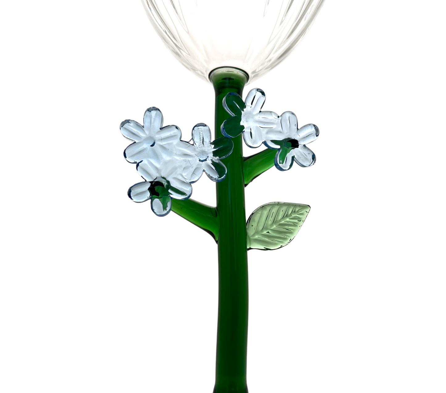 LIGHT BLUE FLOWER STEMMED GLASS