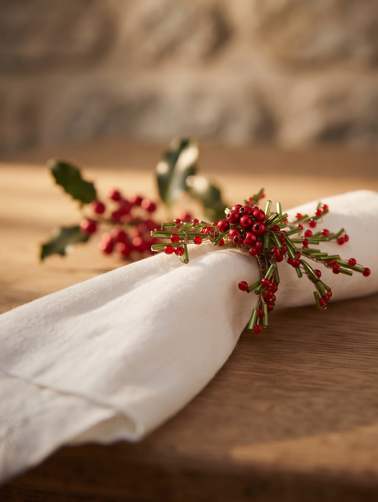 NAPKIN RING BEADS RED AND GREEN
