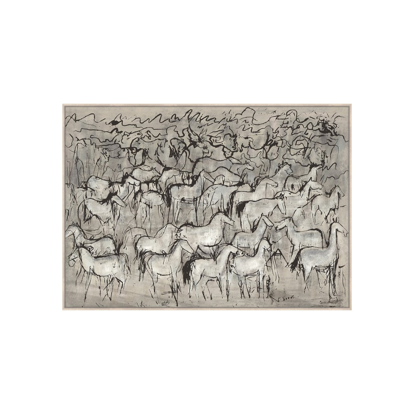 PAINTING HORSES GREY JUTE
