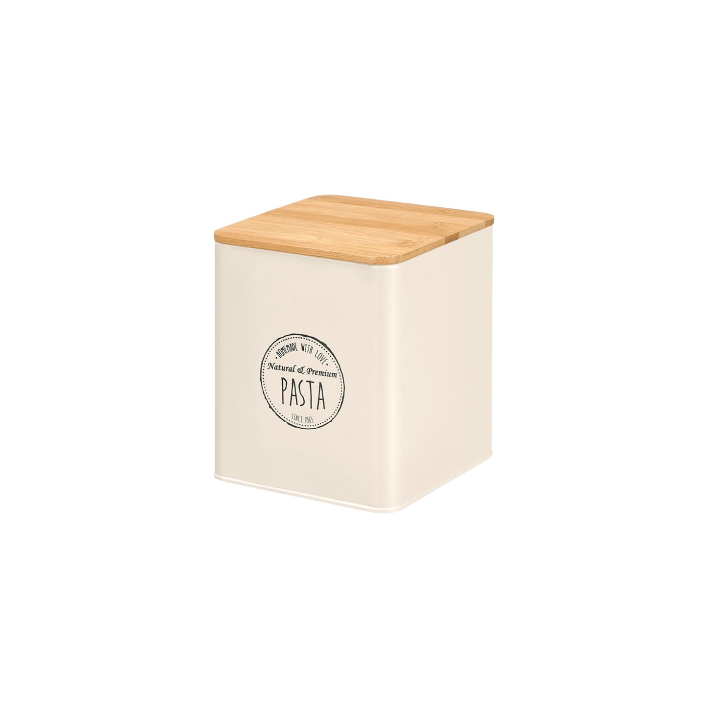 PASTA JAR SQUARE CREAM WITH BAMBOO LID