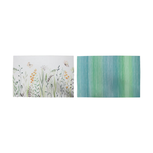 PLACEMAT GREEN AND FLOWER