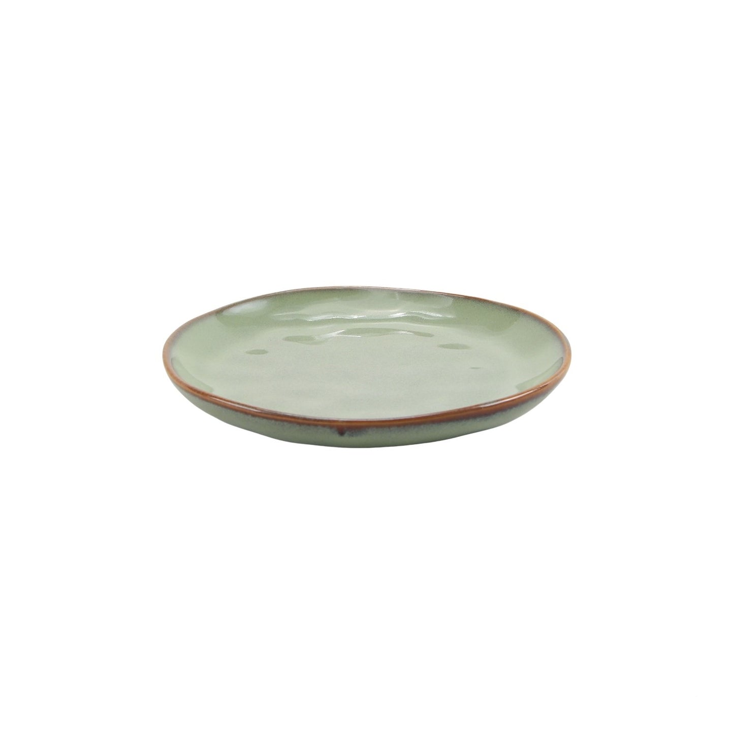 PLATE REACTIVE GLAZE OCEAN MINT BROWN