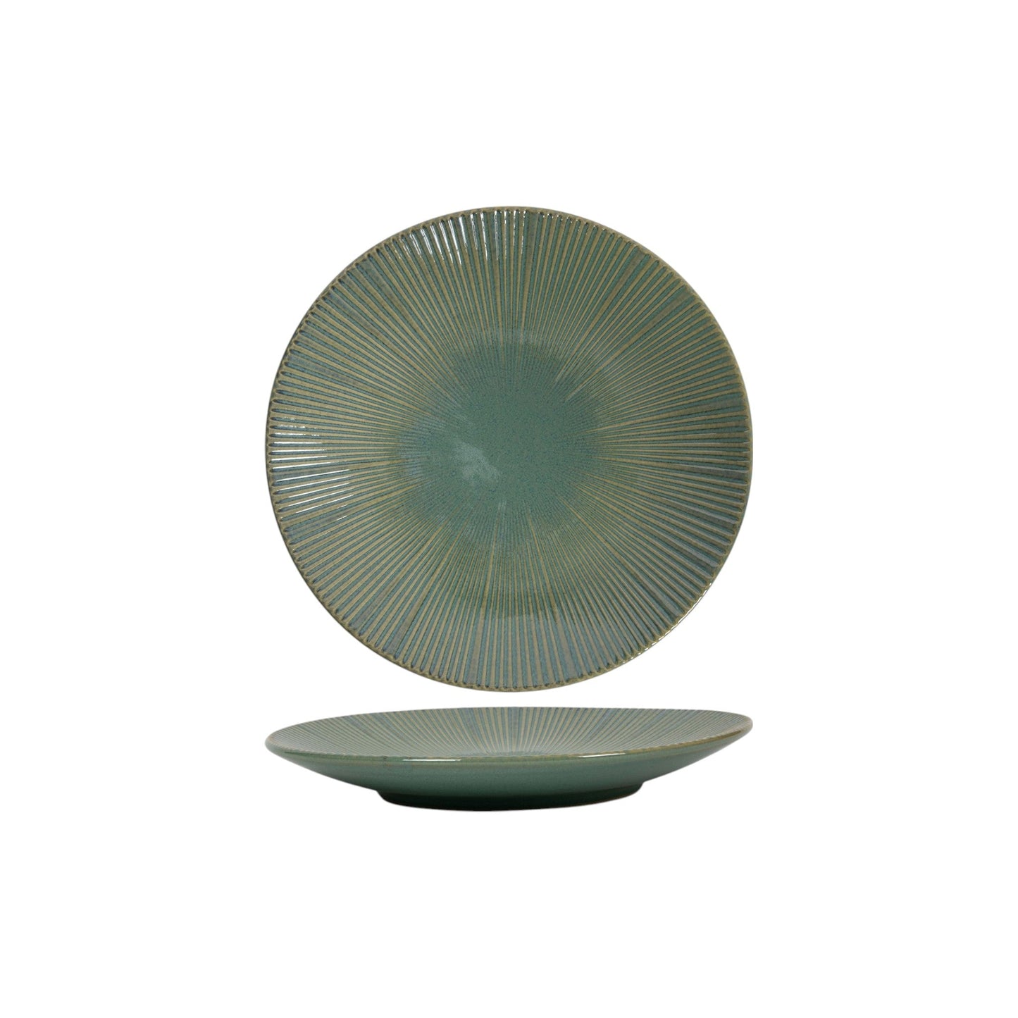 PLATE LINES OCEAN BLUE WITH GREEN
