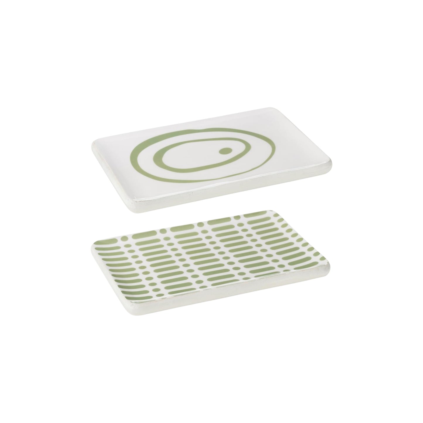 PLATTER RECTANGLE MANGO WOOD GREEN AND WHITE