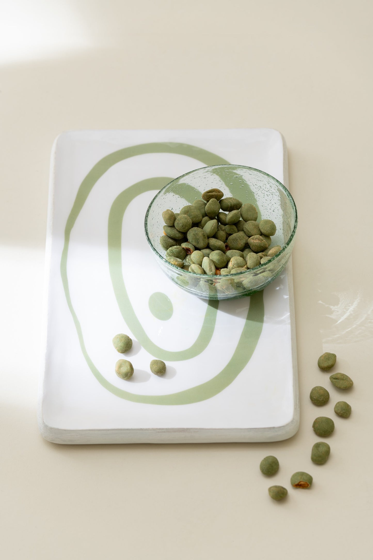 PLATTER RECTANGLE MANGO WOOD GREEN AND WHITE