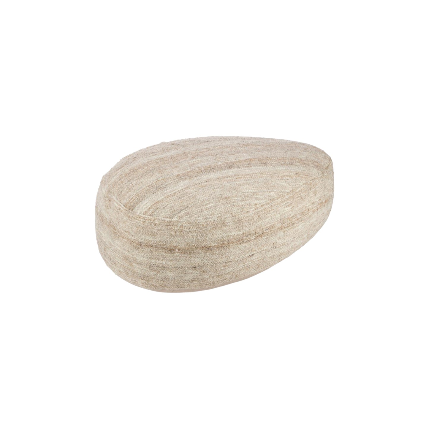 POUF STONE WEAVING WOOL BEIGE