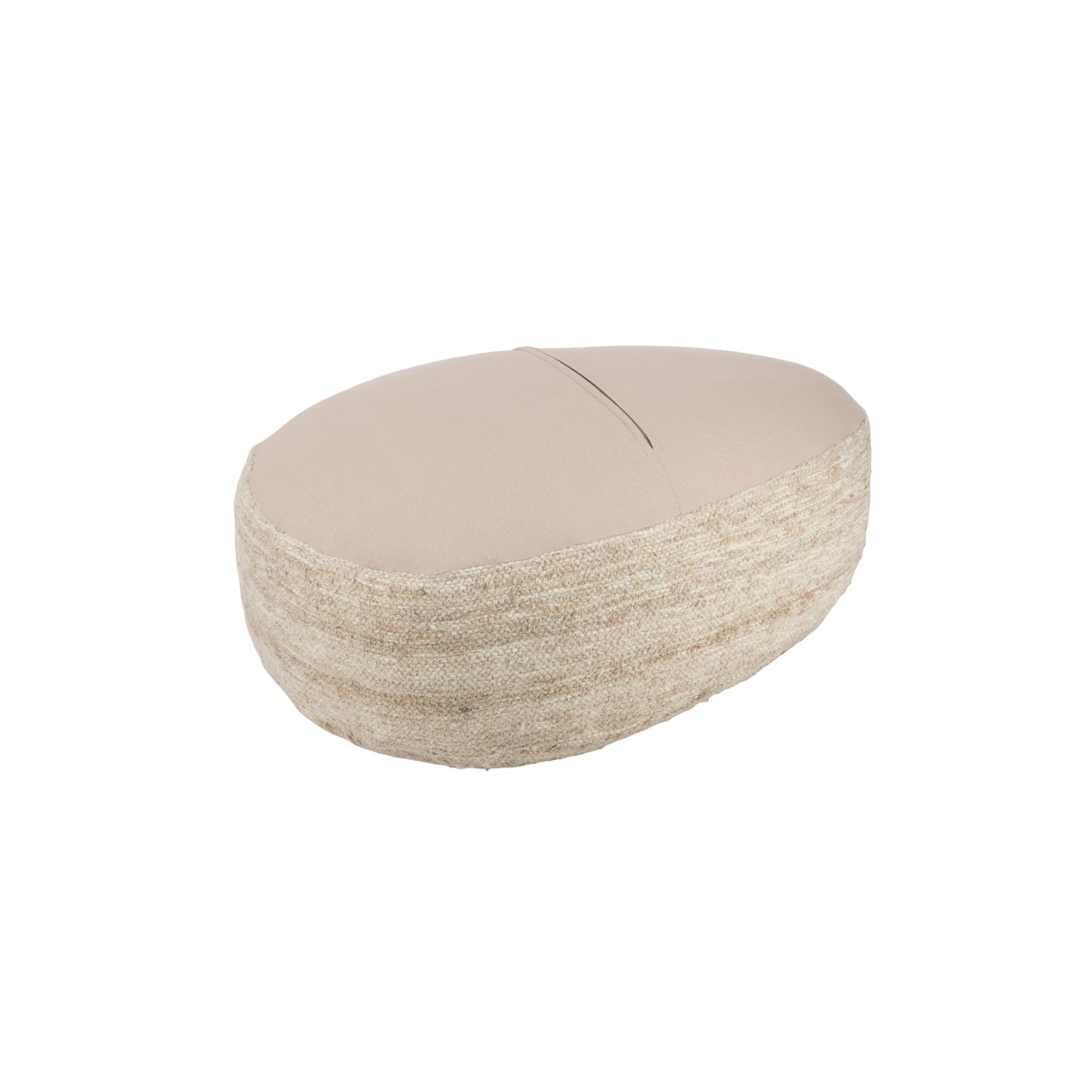 POUF STONE WEAVING WOOL BEIGE