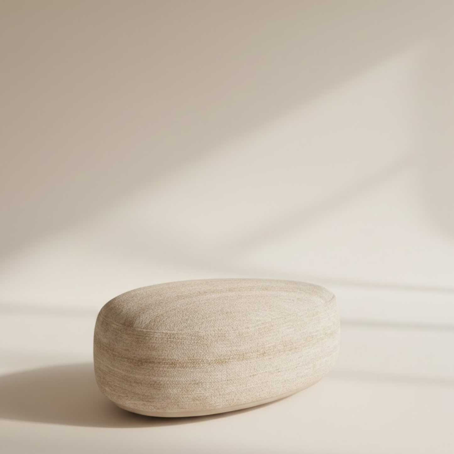 POUF STONE WEAVING WOOL BEIGE