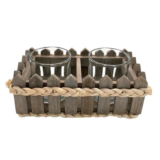 RECTANGLE WOOD CANDLE HOLDER