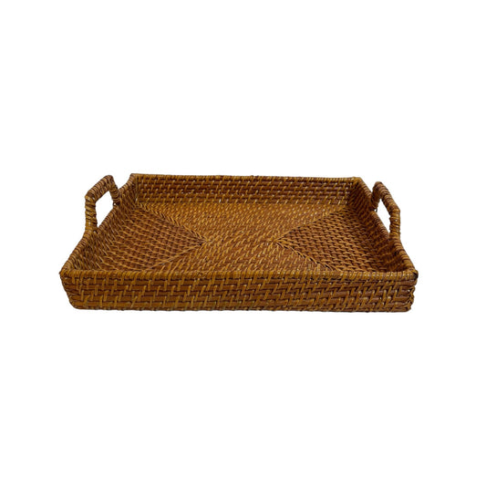 RECTANGULAR TRAY WITH RATTAN HANDLES