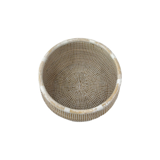 ROUND BASKET RATTAN RIM SEAGRASS