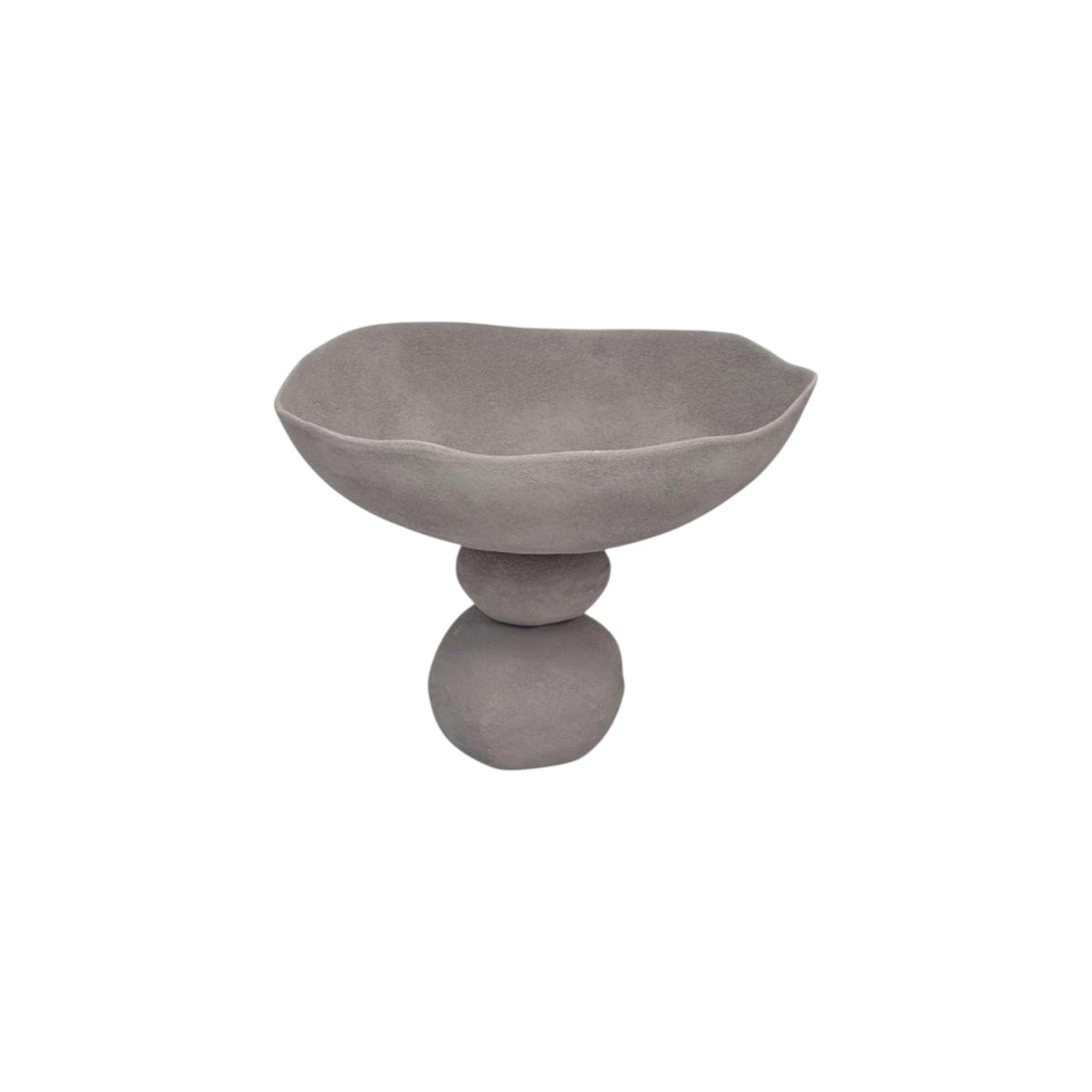 ROUND BOWL WITH BASE GREY