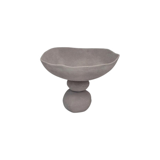 ROUND BOWL WITH BASE GREY