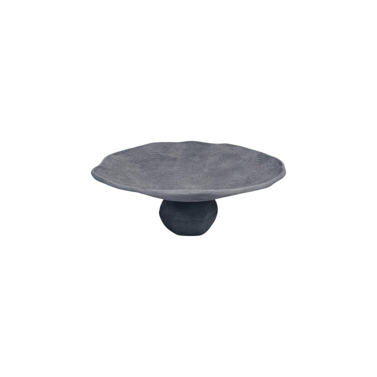 ROUND DISH WITH BASE DARK GREY