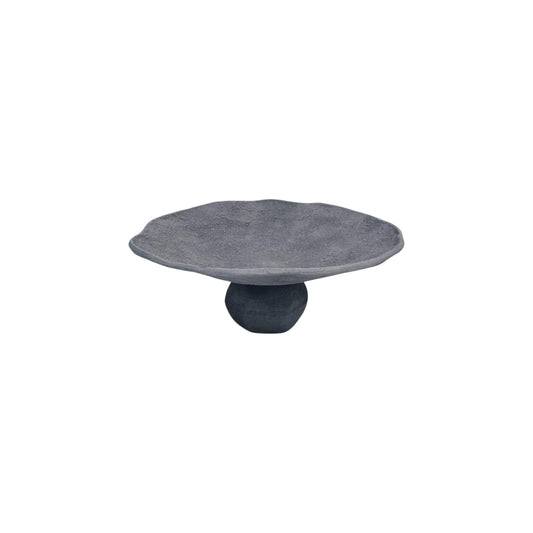 ROUND DISH WITH BASE DARK GREY