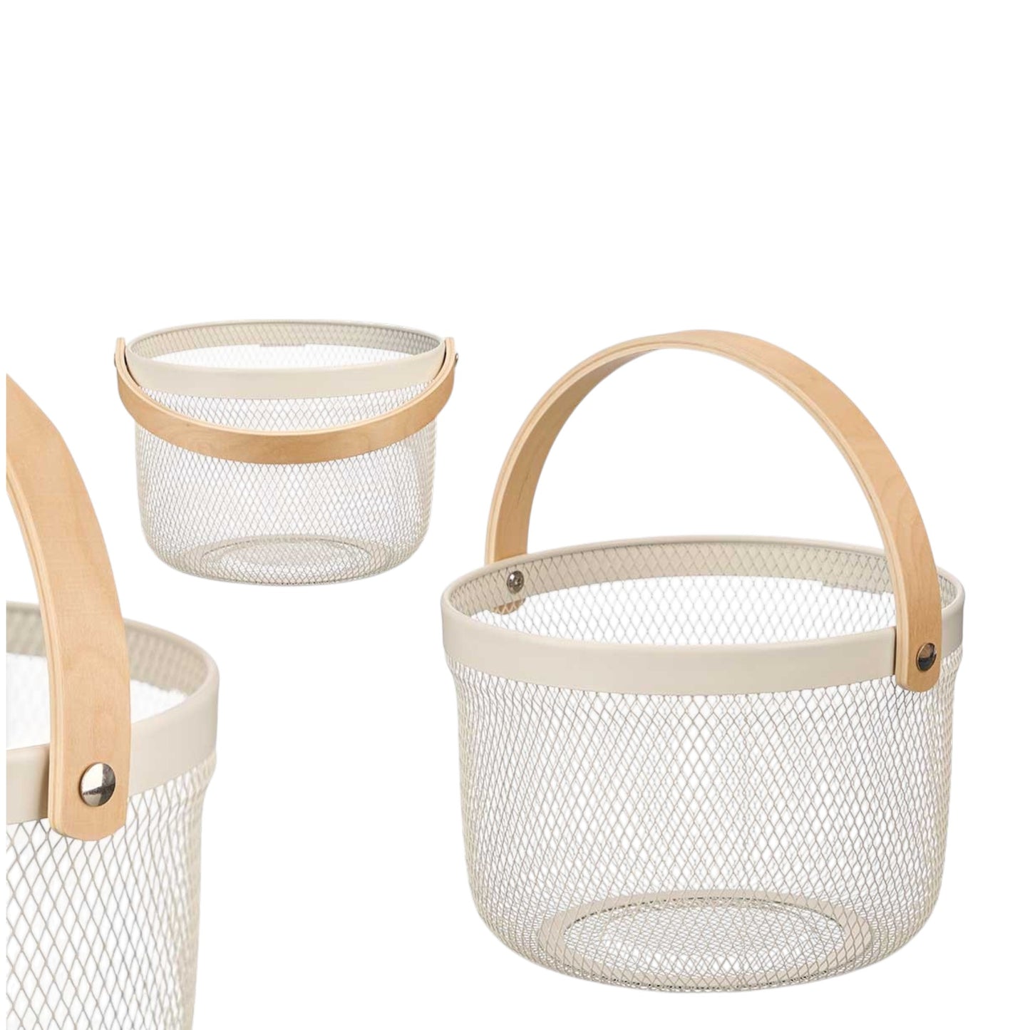 ROUND BASKET CREAM WITH HANDLE