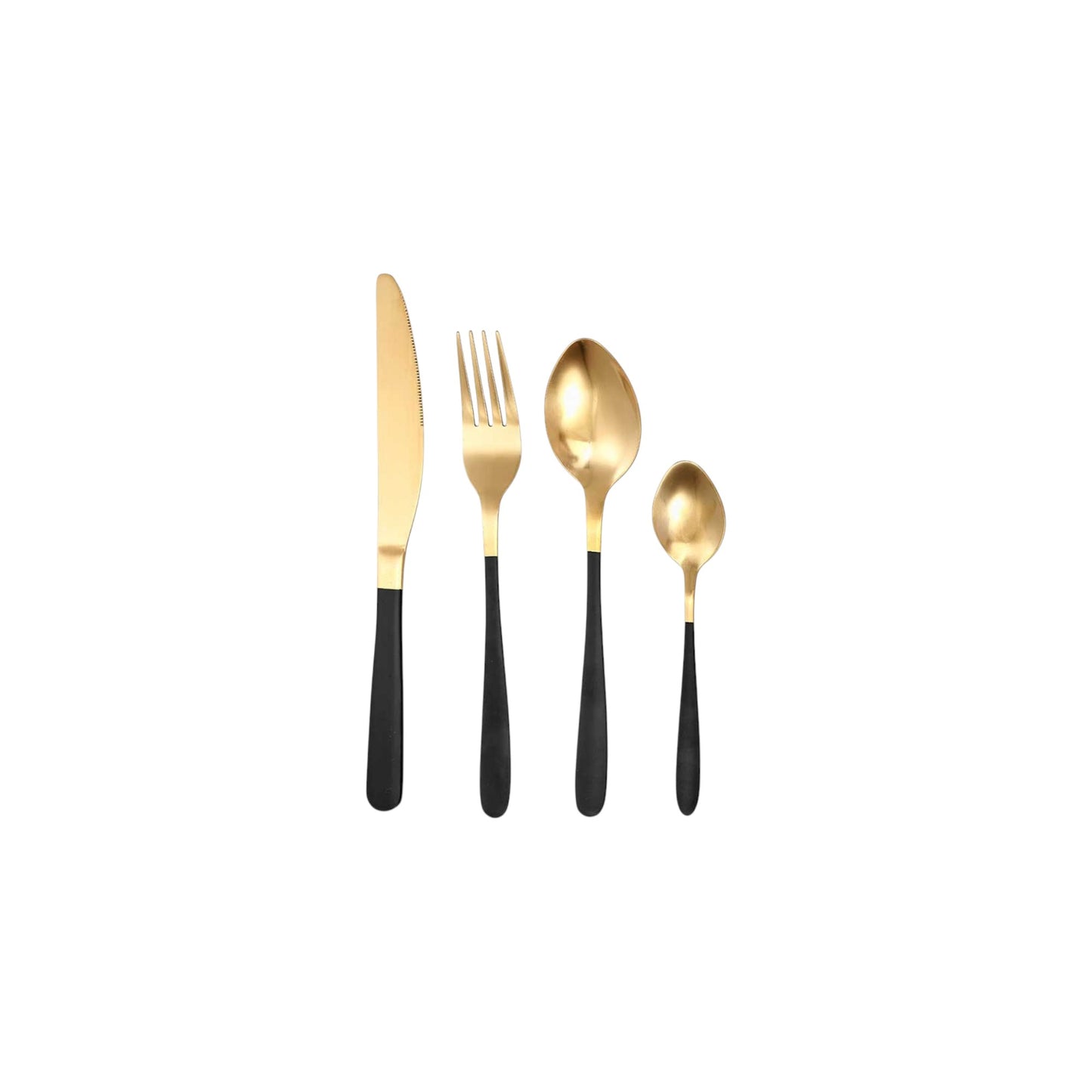 S16 CUTLERY GOLD WITH BLACK HANDLE