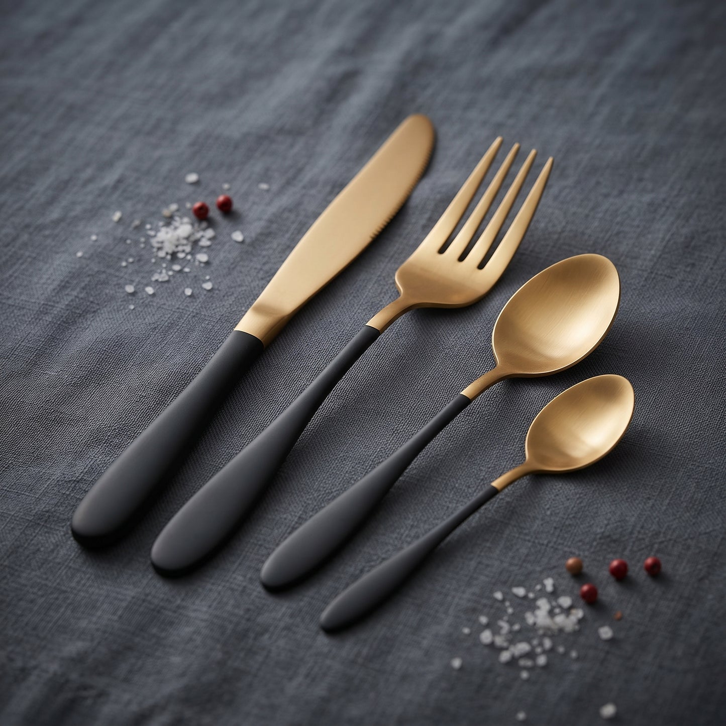 S16 CUTLERY GOLD WITH BLACK HANDLE