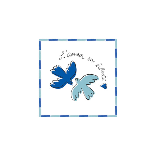 S20 PAPER NAPKINS LOVE BIRDS BLUE