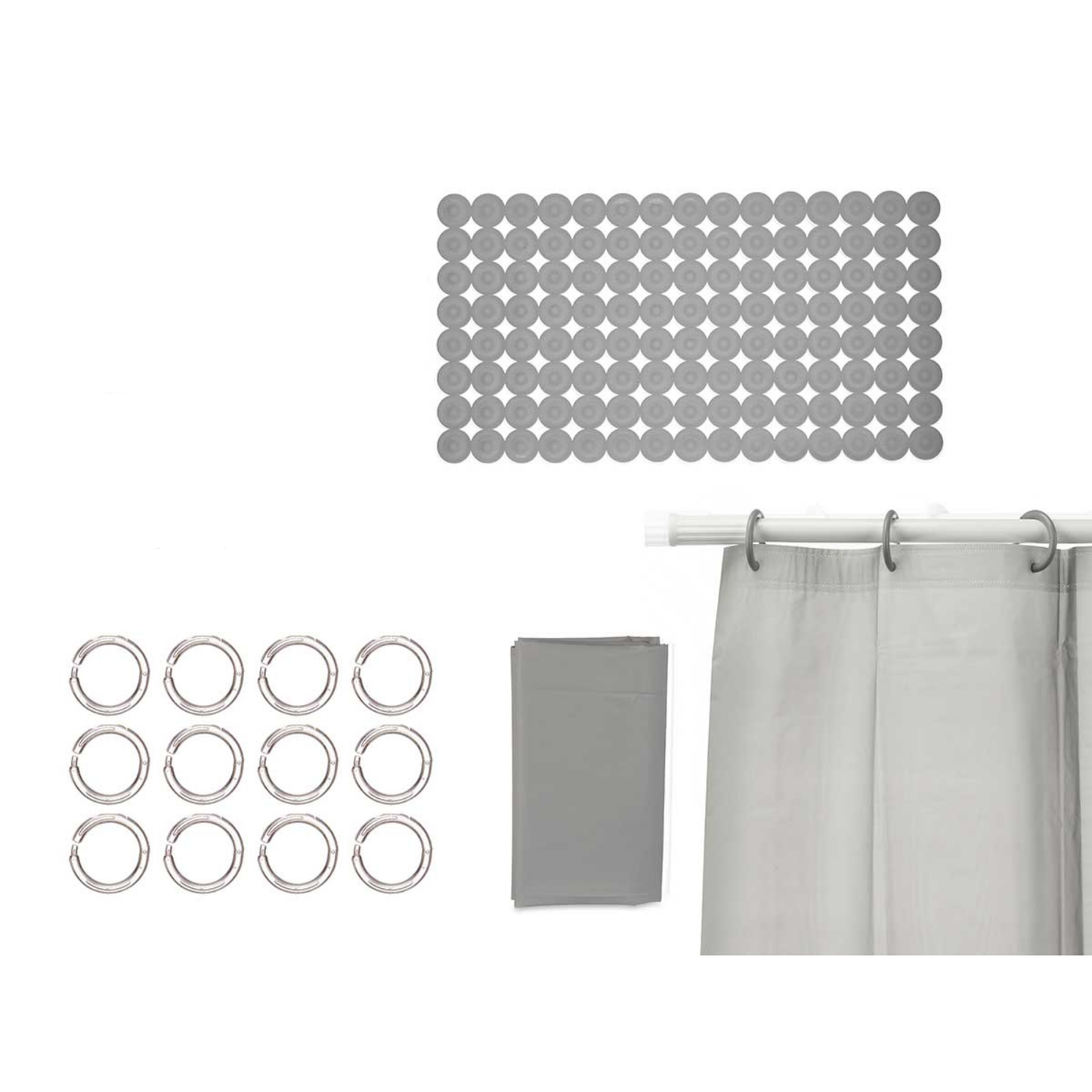 S2 BATHROOM CURTAIN PEVA AND SHOWER MAT