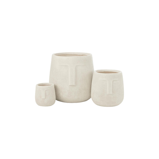 S3 FLOWER POTS MOAI CLAY WHITE