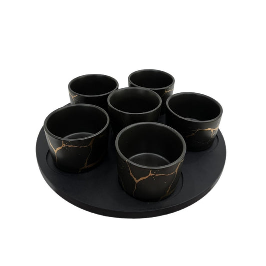 S7 BLACK SERVING BOWLS WITH TRAY