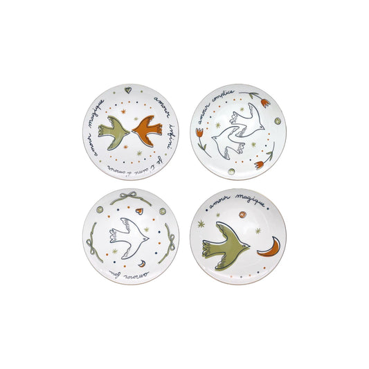 S4 DESSERT PLATE LOVE BIRDS
