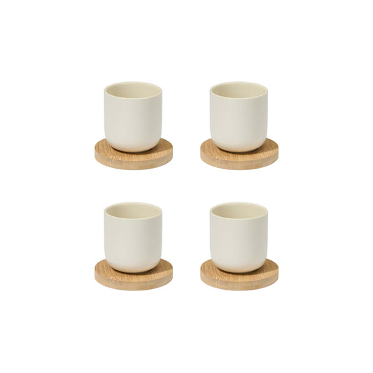 S4 COFFEE GLASSES WITH BAMBOO COASTERS
