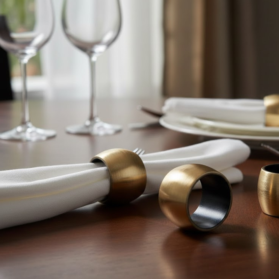 S4 NAPKIN RINGS GOLD