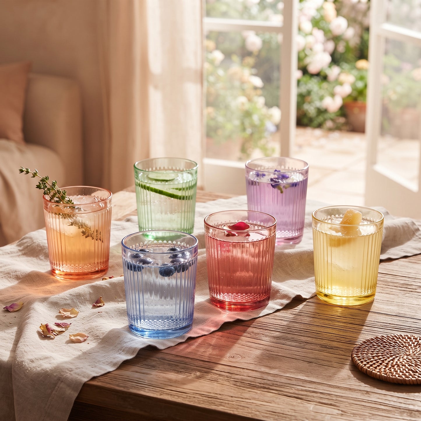 S6 TUMBLER GLASS STRIPES MULTICOLOR