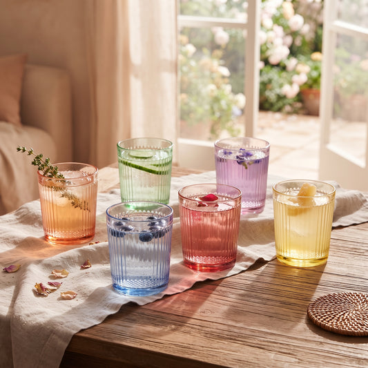 S6 TUMBLER GLASS STRIPES MULTICOLOR