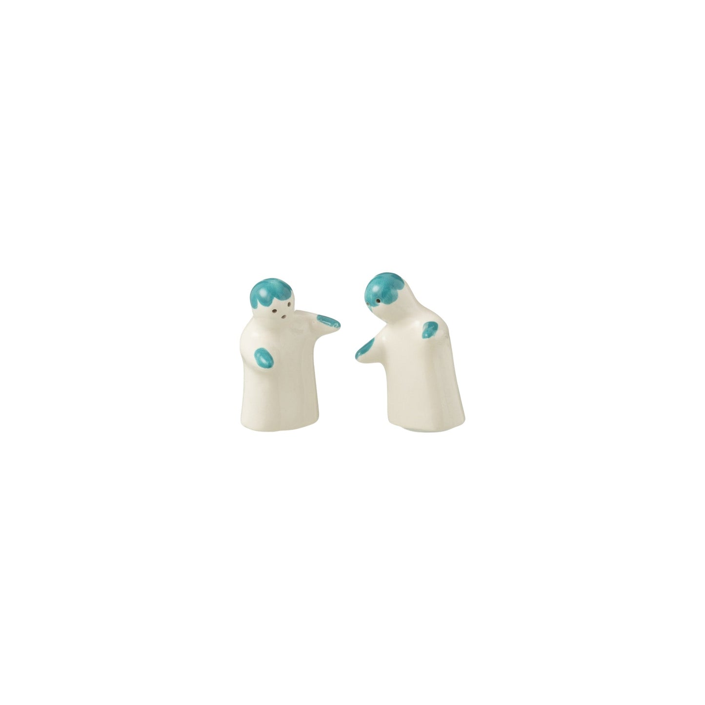 SALT AND PEPPER GRANADA CERAMIC AQUA AND WHITE