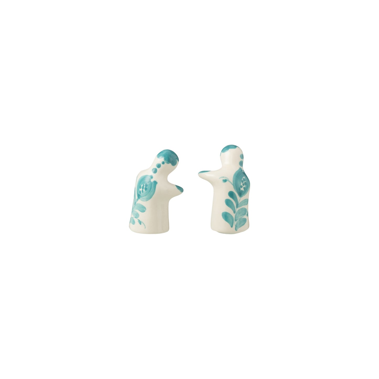 SALT AND PEPPER GRANADA CERAMIC AQUA AND WHITE
