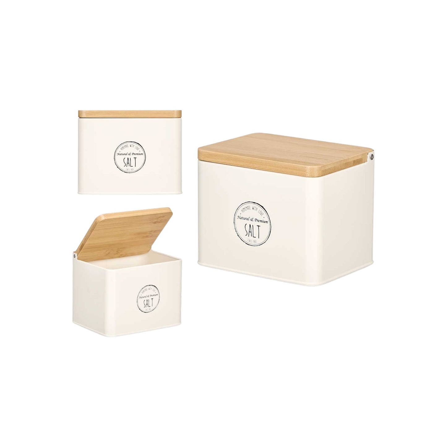 SALT CELLAR CREAM WITH LID BAMBOO