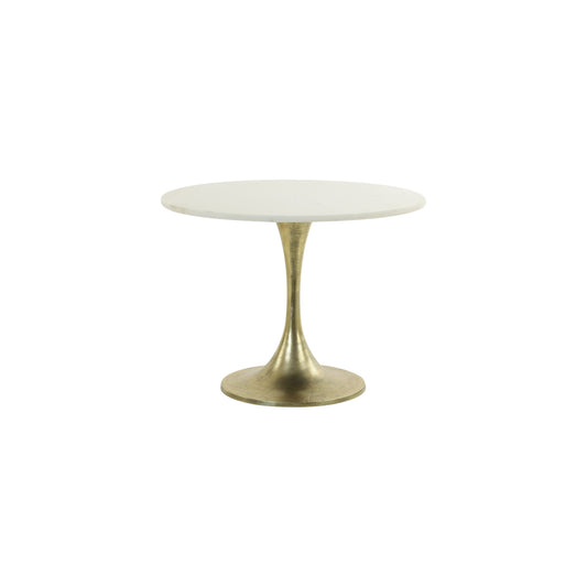 SIDE TABLE RICKERD WHITE MARBLE WITH ANTIQUE BRONZE