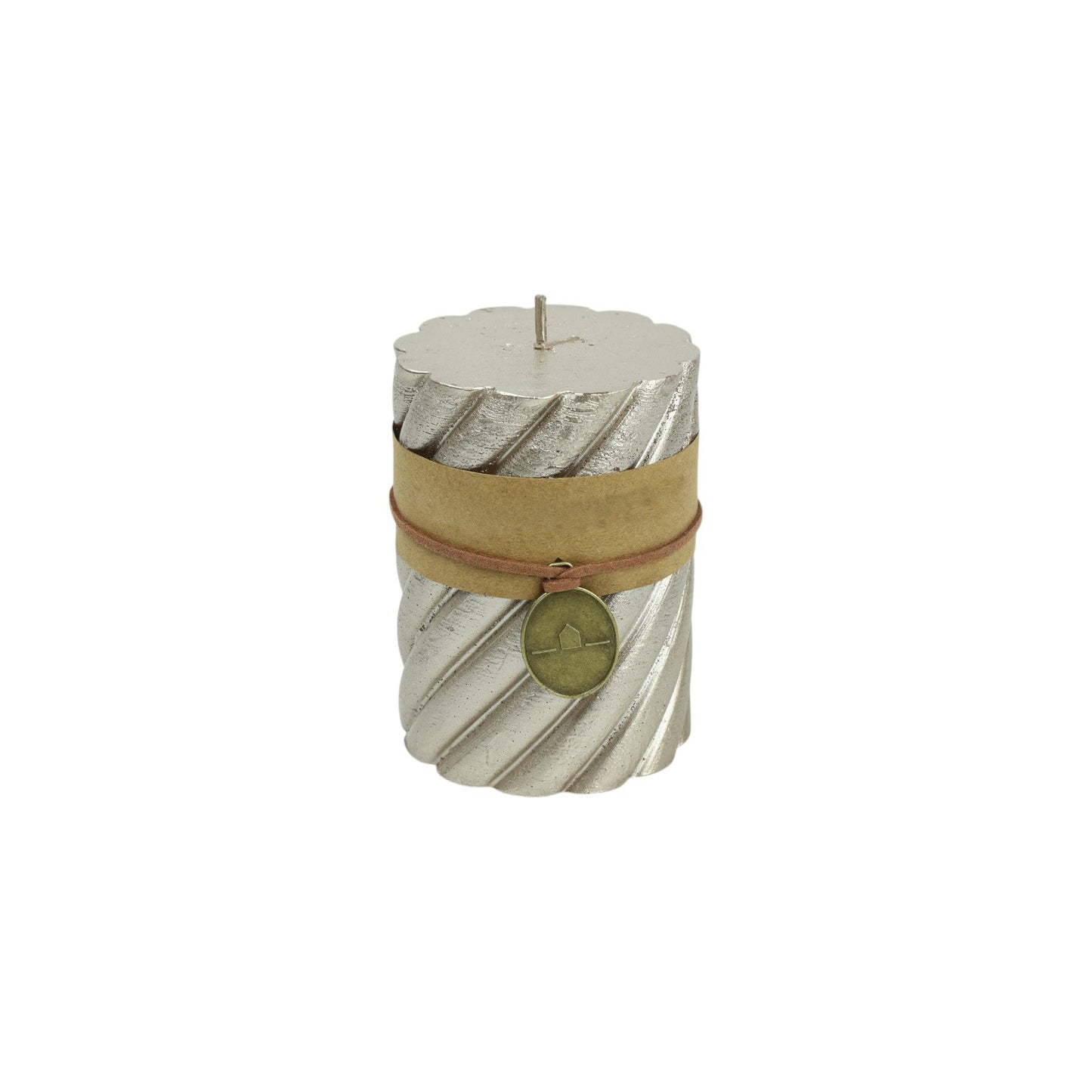 SPIRAL CANDLE ROUND TONNIE METALLIC SILVER