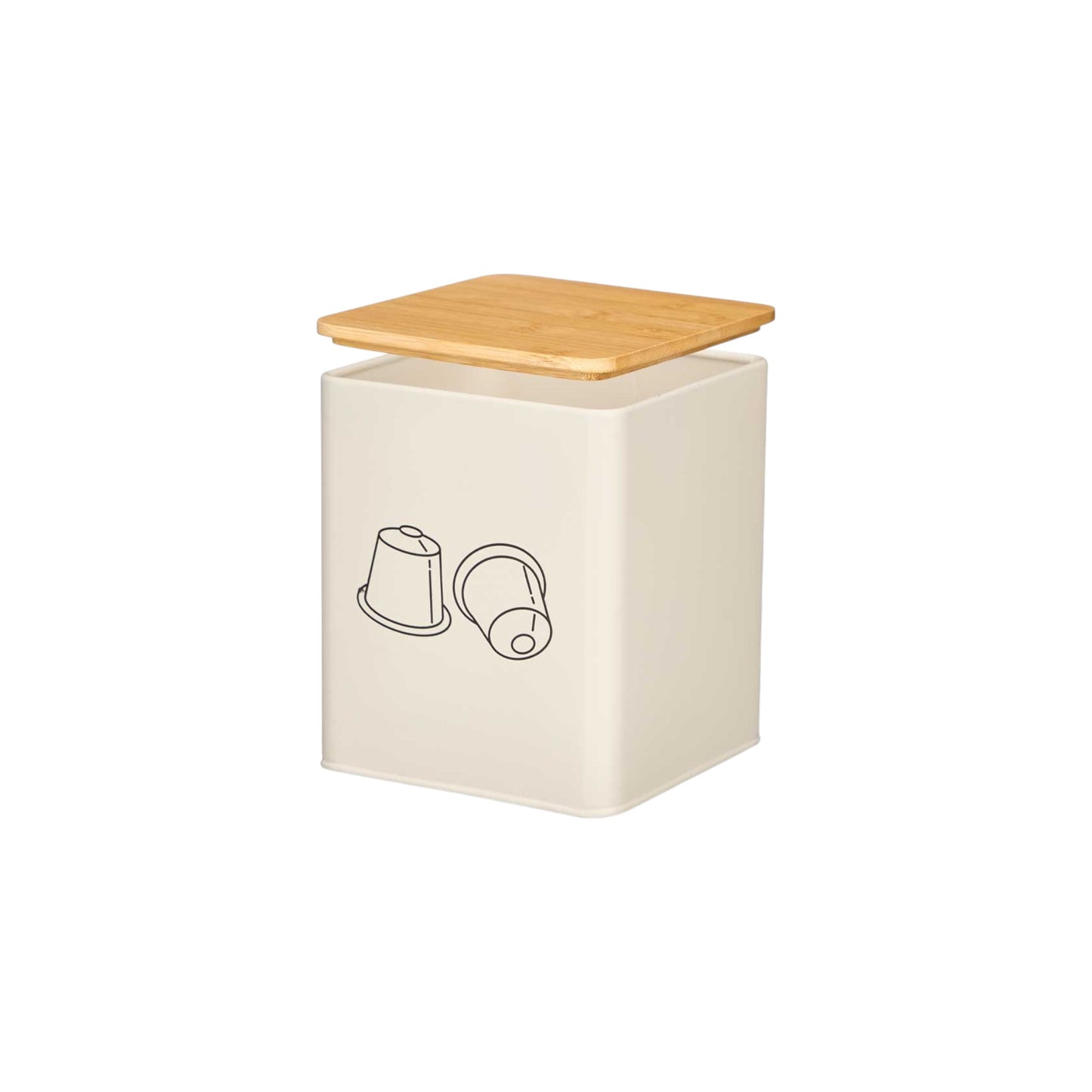 SQUARE KITCHEN JAR CAPSULES HOLDER CREAM WITH LID