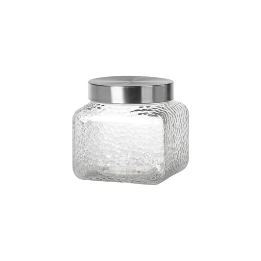 SQUARE STORAGE JAR FROSTY RELIEF GLASS