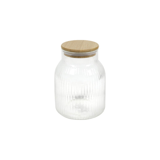 STORAGE JAR BORO LINES BAMBOO LID