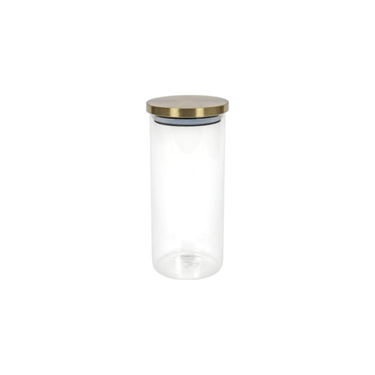 STORAGE JAR CLEAR WITH GOLD LID