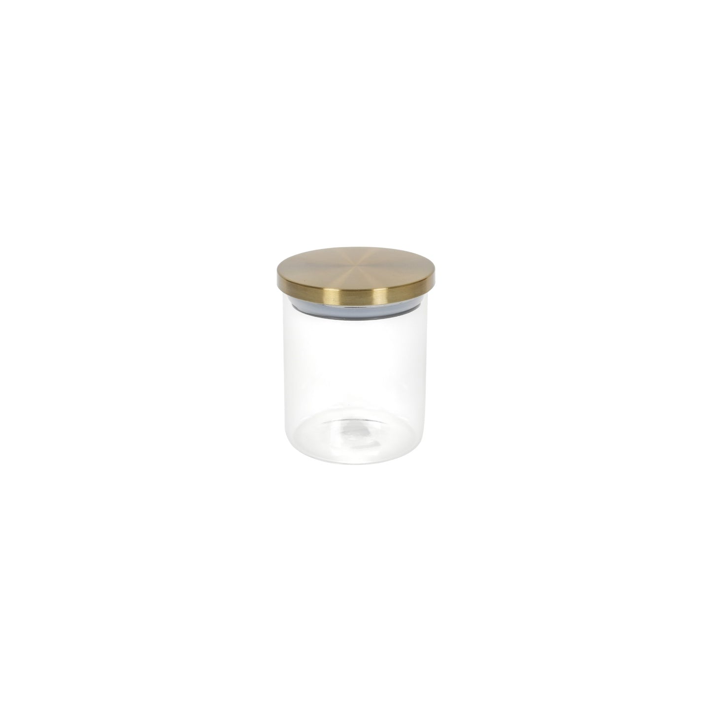 STORAGE JAR CLEAR WITH GOLD LID