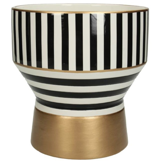 STRIPE PLANTER BLACK AND WHITE