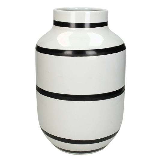 STRIPES FINE EARTHENWARE VASE WHITE