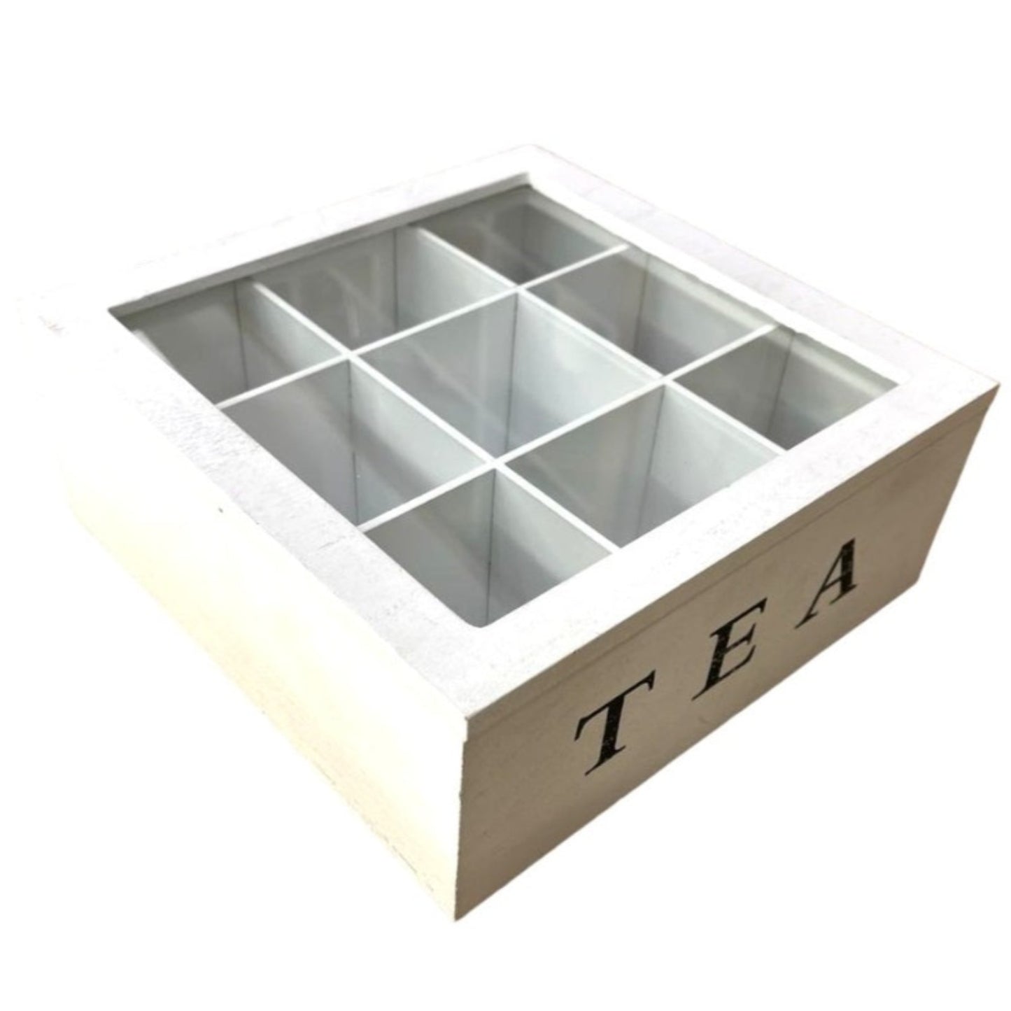 TEA BOX WOOD WITH 9 COMPARTMENTS