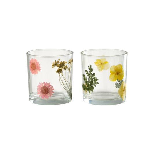 TEALIGHT FLOWER GLASS MIX SMALL