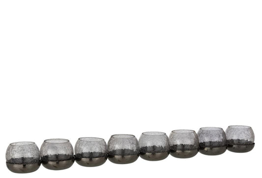 TEALIGHT HOLDER 8 BALL CRAQUELURE GLASS