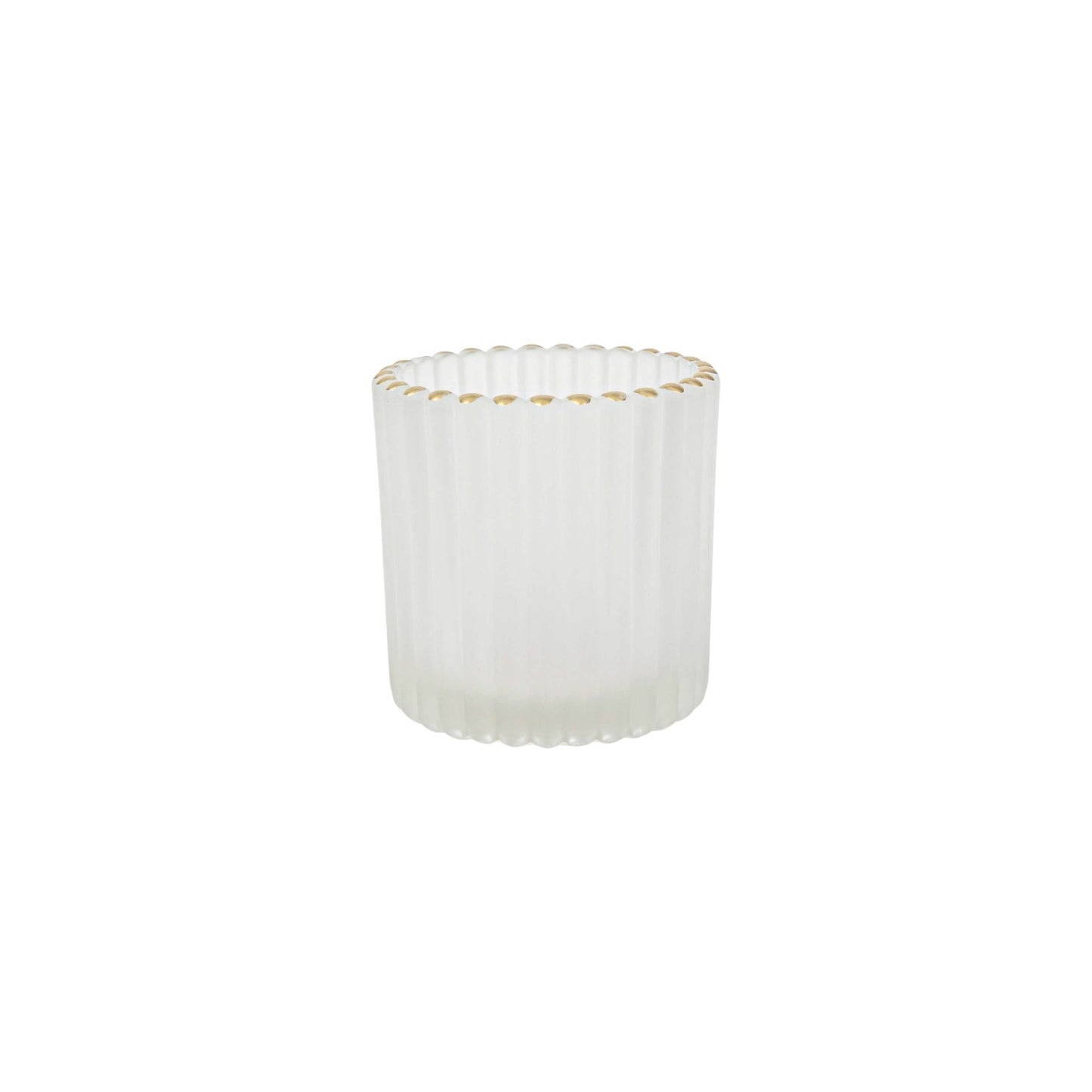 TEALIGHT HOLDER RIBBED GOLD EDGE